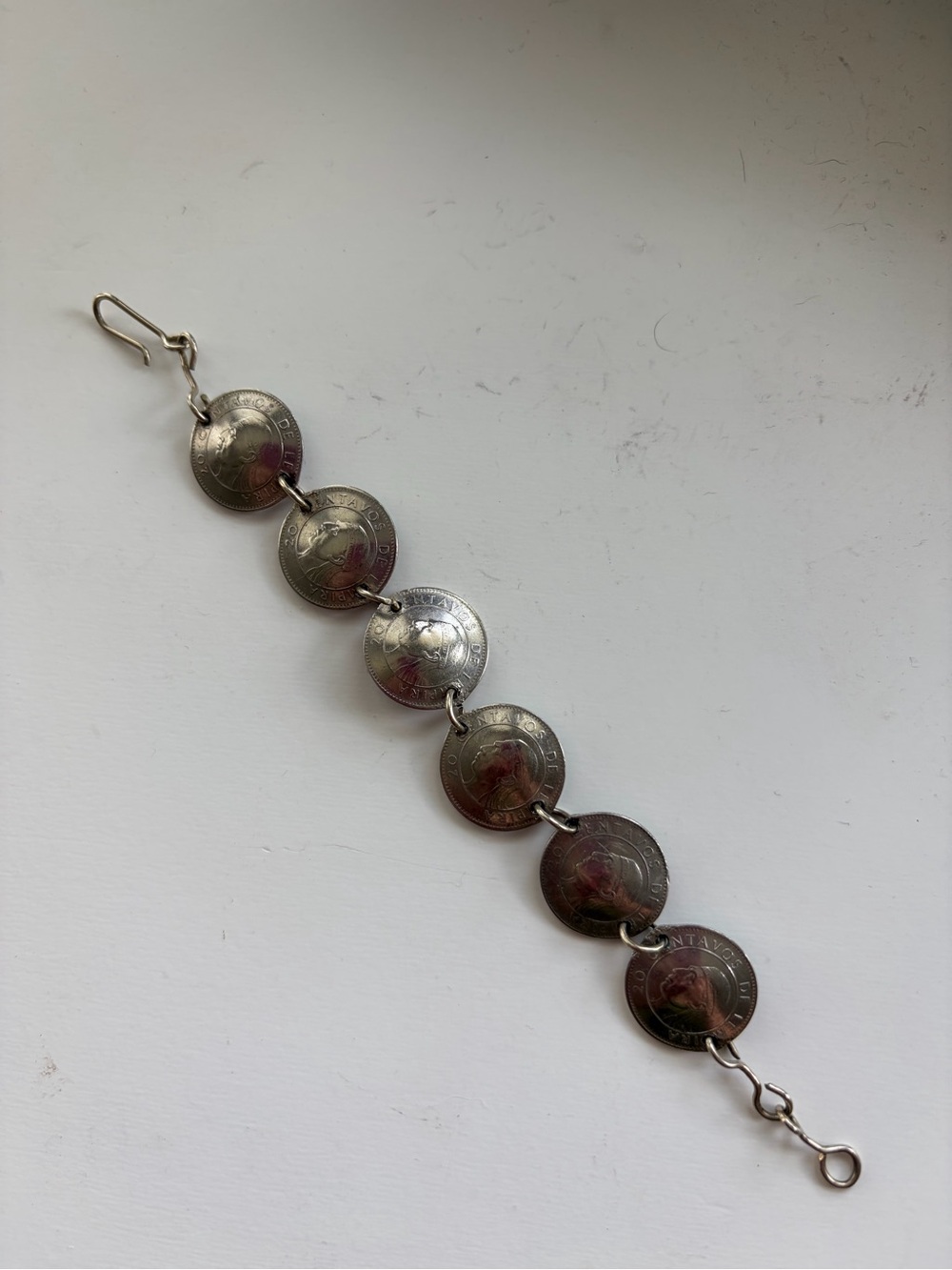 Honduras silver Coin link bracelet